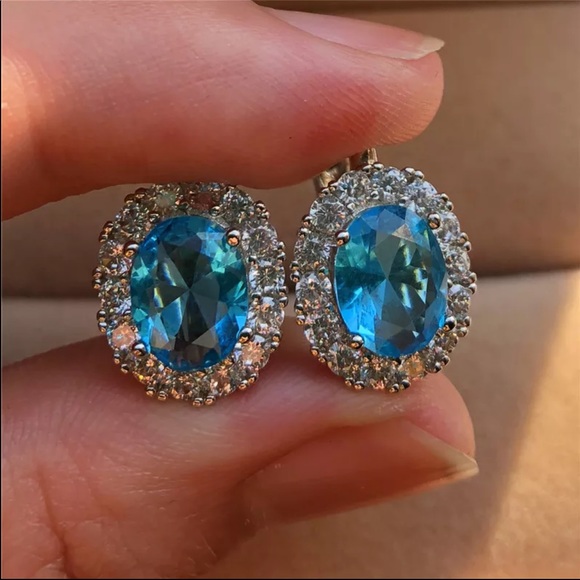 Jewelry - New Women’s 925 Silver Aquamarine Stud Earrings
